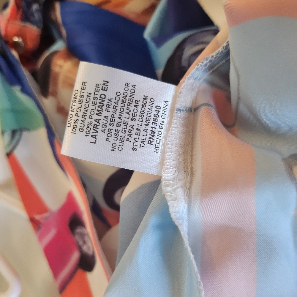 Designer Inspired Summer Dress Medium Pop Red White Blue - Picture 10 of 14